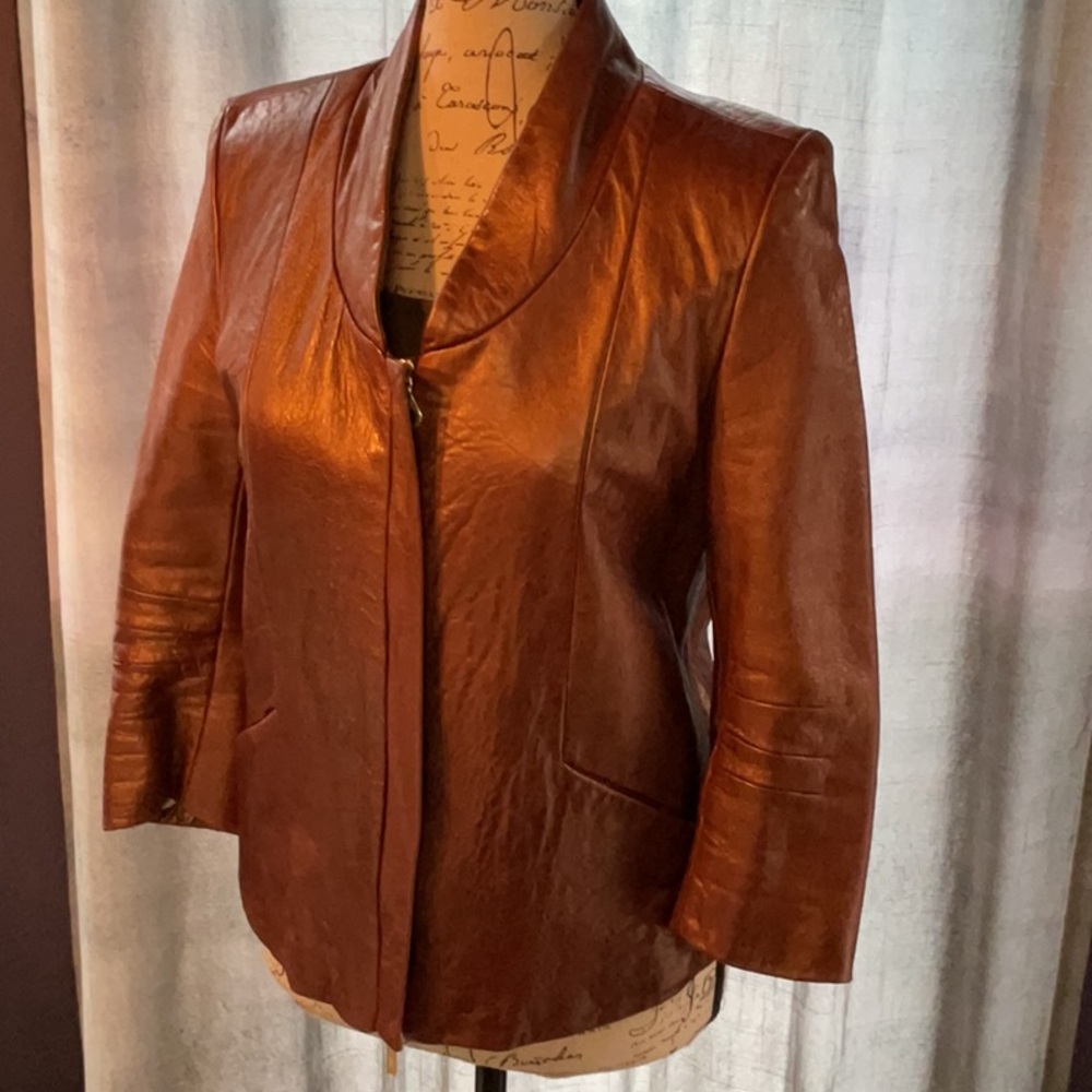 Rebecca Minkoff Metallic Copper Leather Jacket - Picture 4 of 16